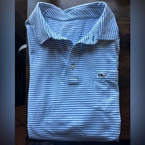 Vineyard Vines short sleeve Blue and White Striped Men’s soft collared Polo